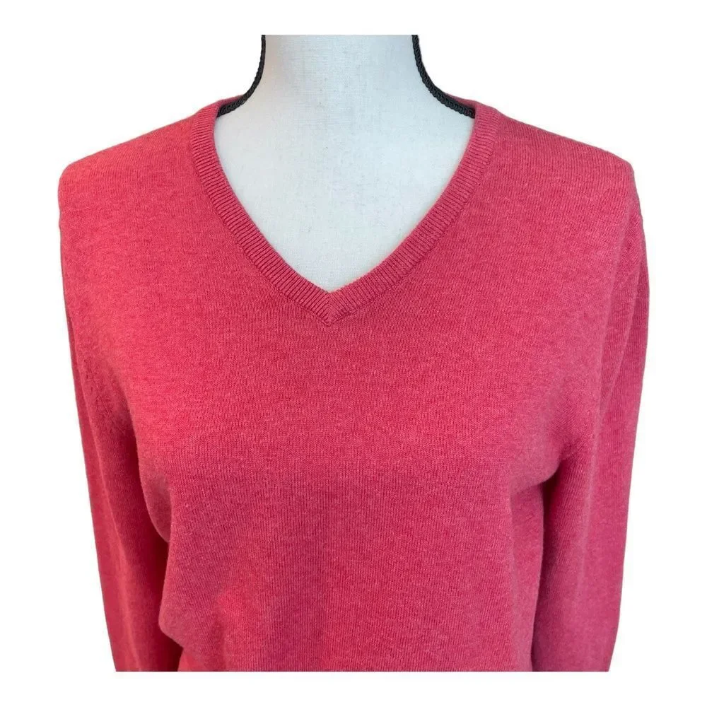J.Crew Red Long Sleeve V-Neck Pullover Sweater Mens Small
